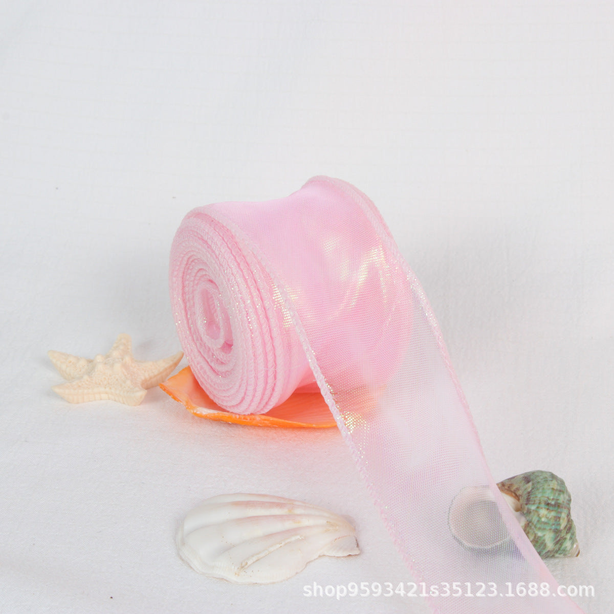 Wavy Iridescent Gauze With Fishtail Gauze Ribbon