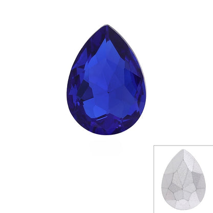 Jewel blue pointed-back teardrop glass rhinestones, 50 pieces