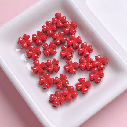 5pcs Lacquered Alloy Macaron Four-leaf Clover Beaded Jewelry Accessory