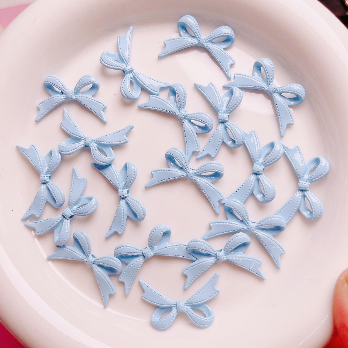 10Pcs Alloy Spray-painted Ribbon Bow Straight Holes DIY Accessories