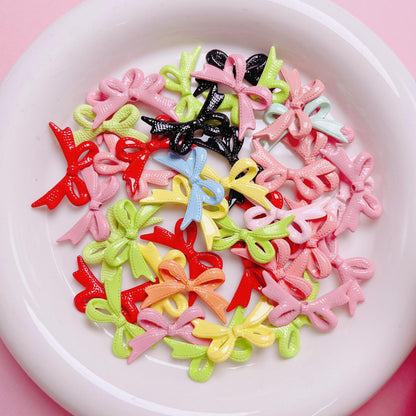 10Pcs Alloy Spray-painted Ribbon Bow Straight Holes DIY Accessories