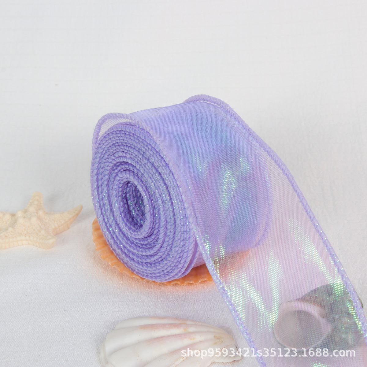 Wavy Iridescent Gauze With Fishtail Gauze Ribbon