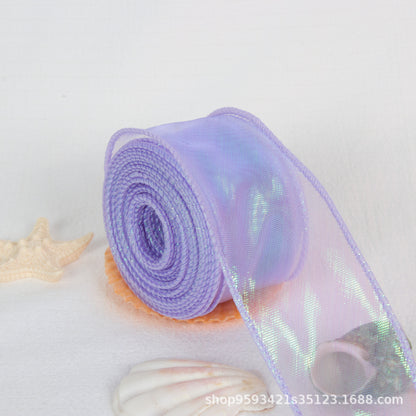 Wavy Iridescent Gauze With Fishtail Gauze Ribbon