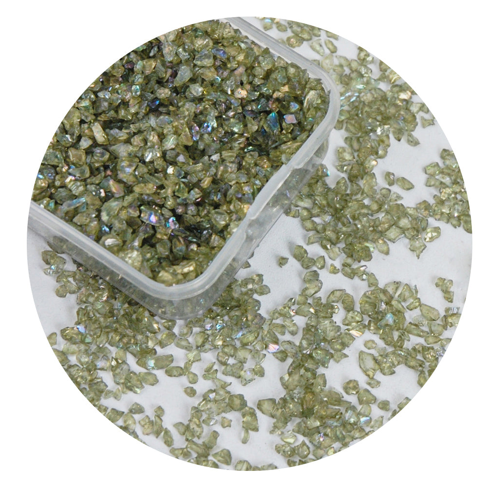 Green Series AB Rainbow Nail Art Stones
