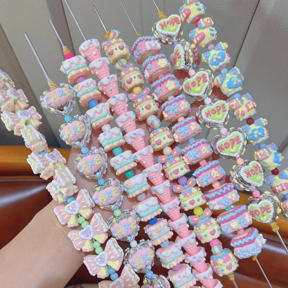 DIY handmade beaded accessories Spring color acrylic large hole bucket beads rice beads bracelet necklace accessories materials