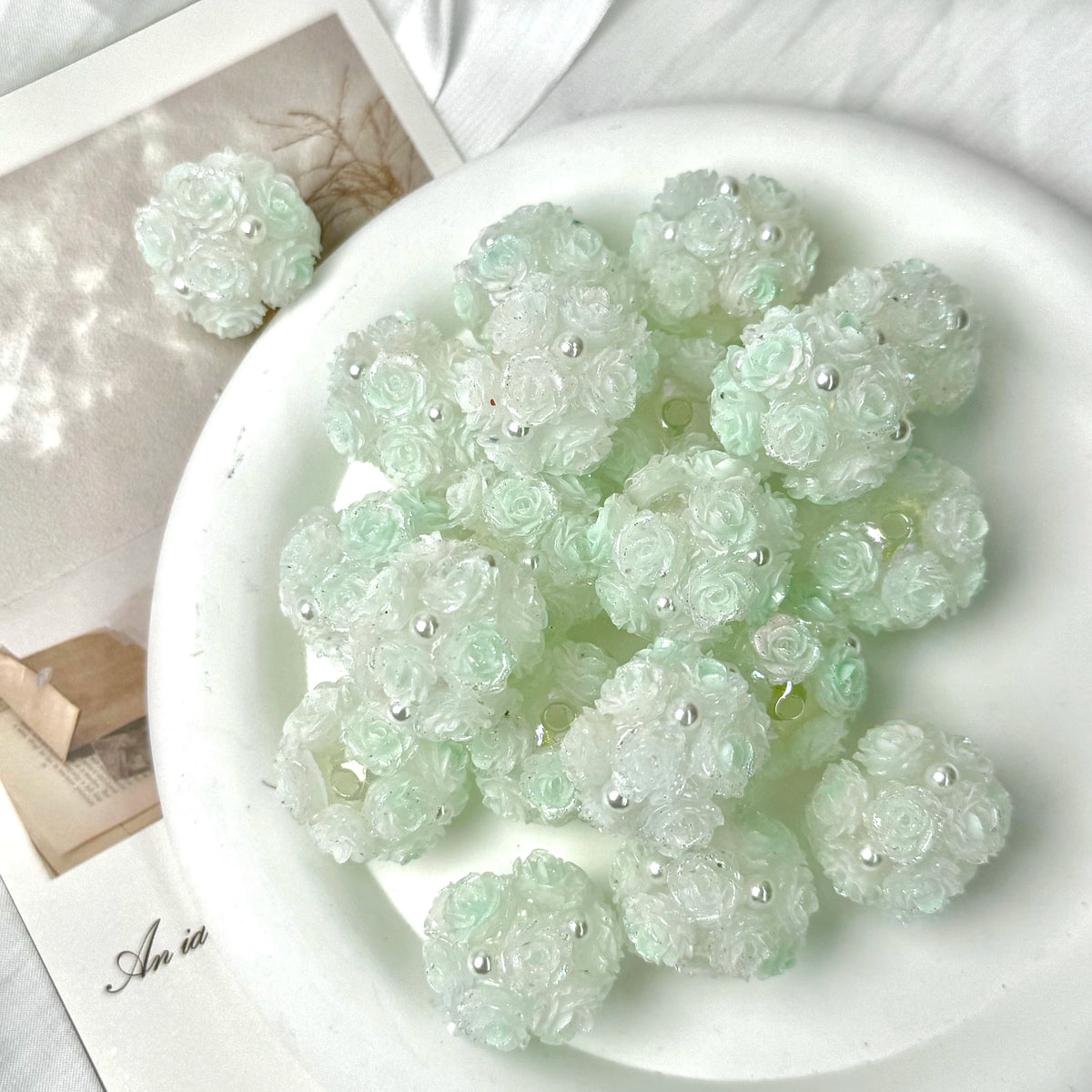 Translucent Rose Flower Ball Bead | UU Studio