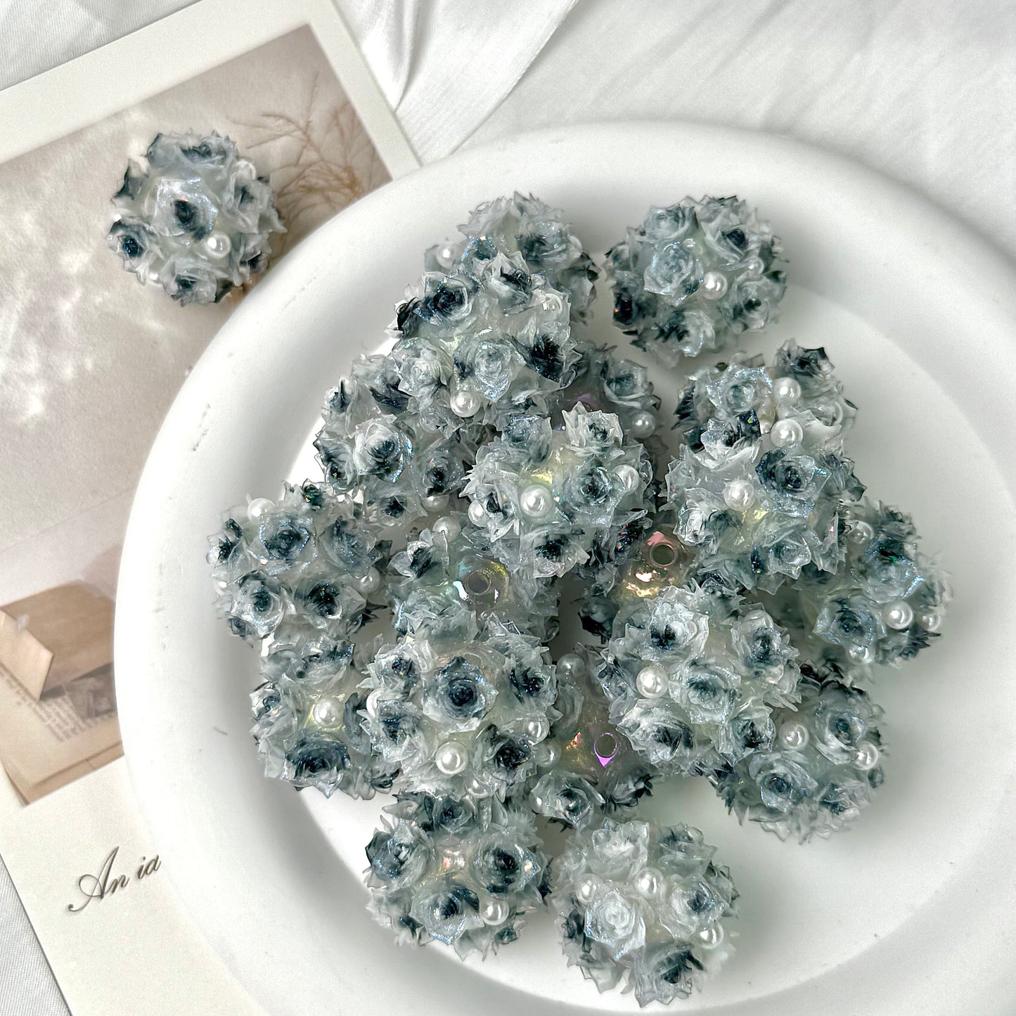 Black Rose Flower Ball Bead | UU Studio