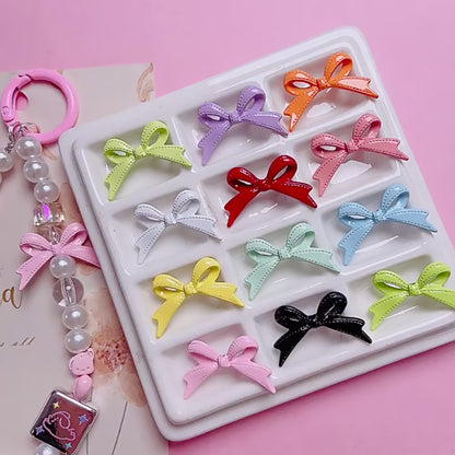 10Pcs Alloy Spray-painted Ribbon Bow Straight Holes DIY Accessories