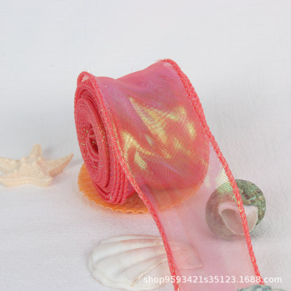 Wavy Iridescent Gauze With Fishtail Gauze Ribbon
